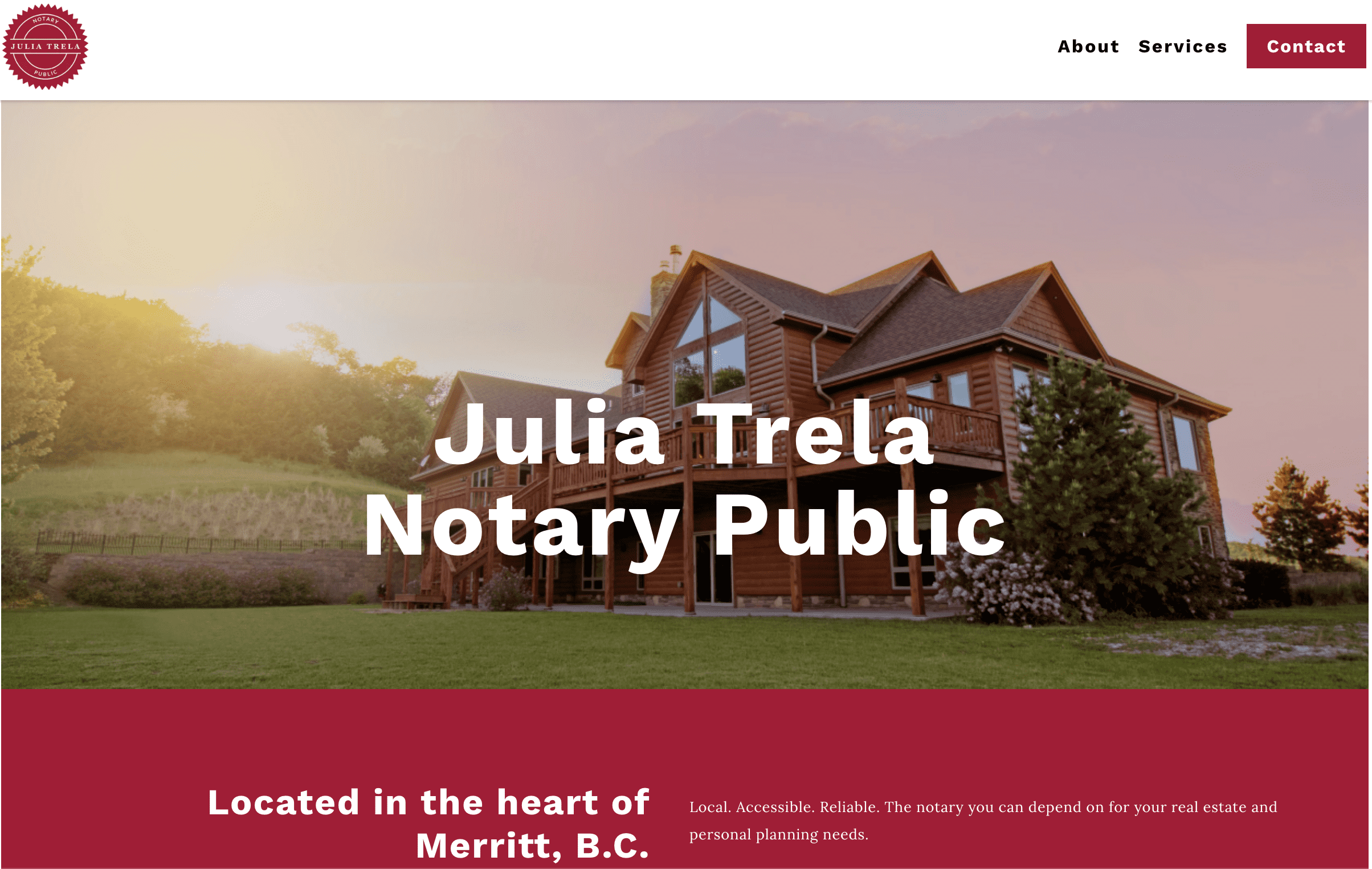 Merritt Notary website landing page